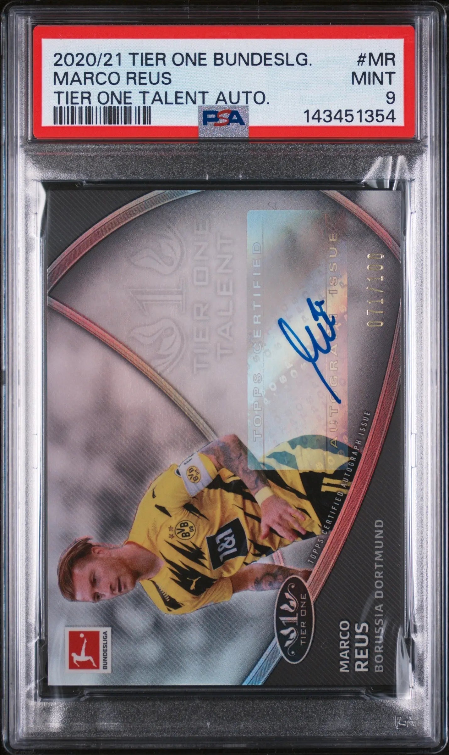 2020 Topps Tier One Bundesliga Tier One Talent Auto Marco Reus /100 PSA 9
