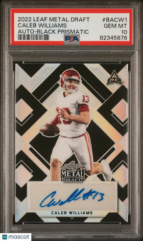 2022 Leaf Metal Football Draft Auto Caleb Williams RC Black Prismatic PSA 10 /15