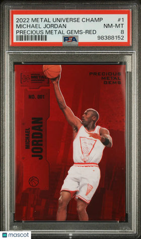 2022 Skybox Metal Universe Champions Michael Jordan Precious Gems Red PSA 8 /100