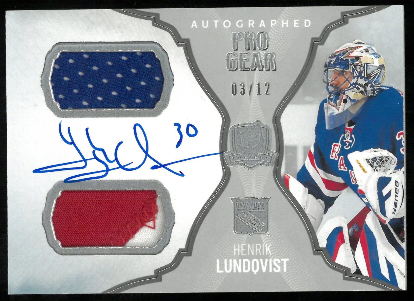 2023-24 Upper Deck The Cup Pro Gear Dual Patch Auto Henrik Lundqvust /12