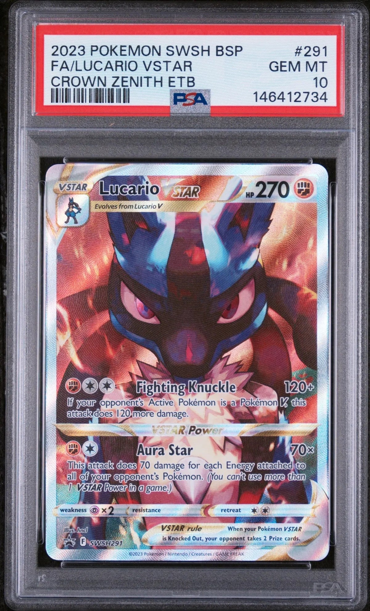 2023 Pokemon SWSH Black Star Promo Lucario VSTAR Crown Zenith ETB PSA 10