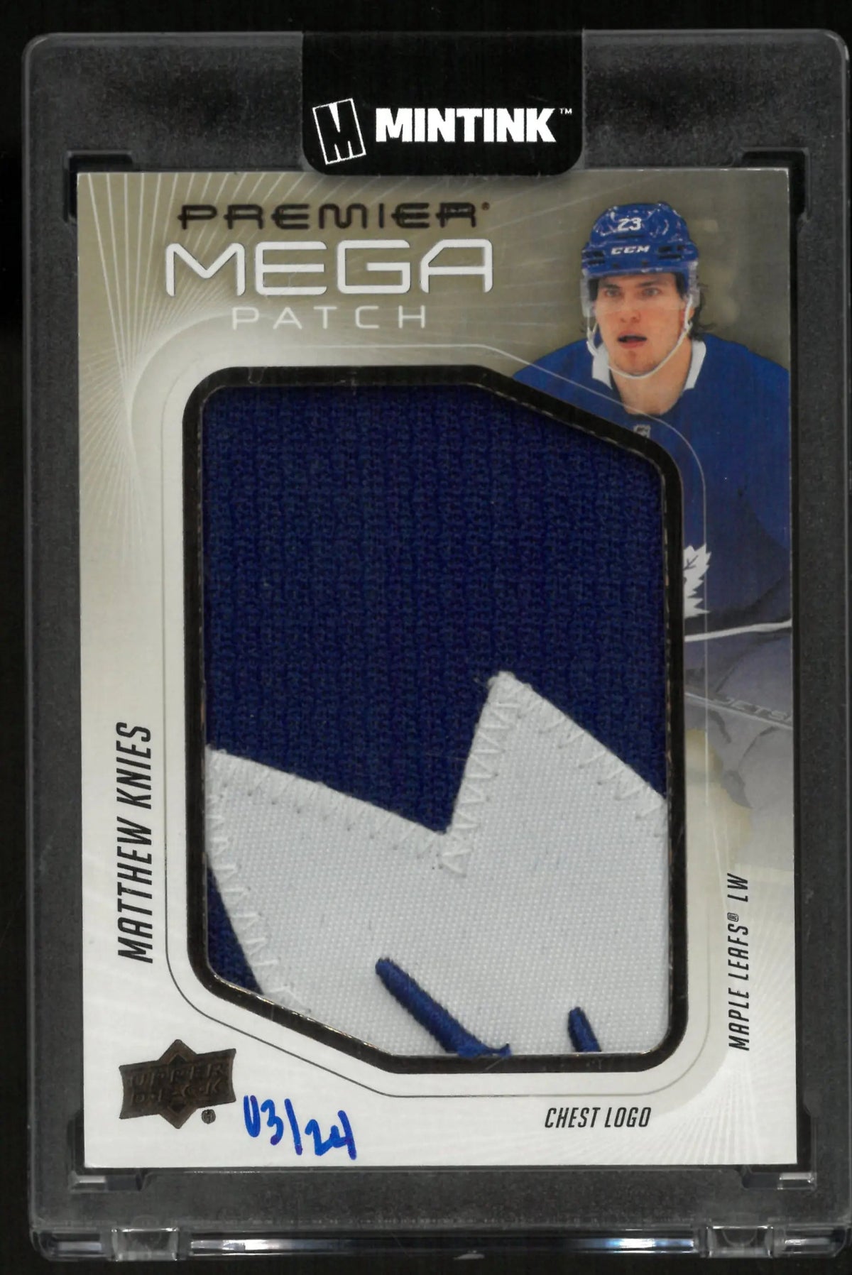 2024-25 Upper Deck Premier Mega Patch Chest Logo Matthew Knies /24
