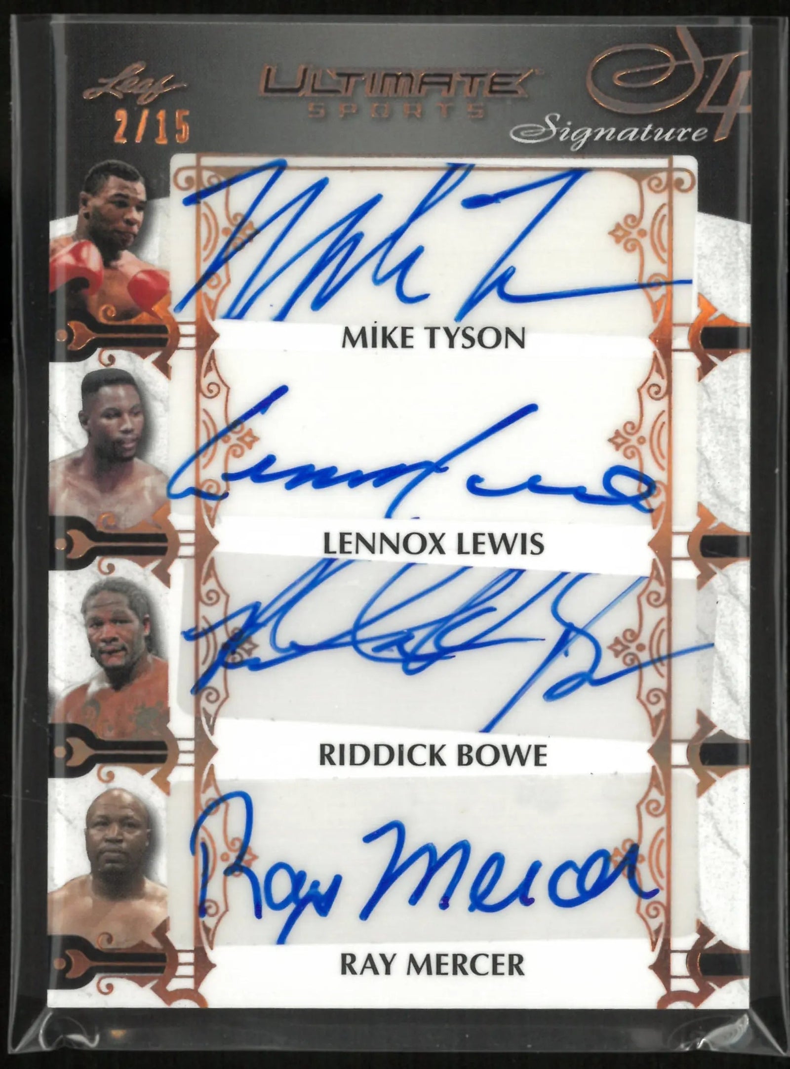 2024 Leaf Trading Ultimate S4 Signatures Mike Tyson/Lennox Lewis/ Riddick Bowe/ Ray Mercer /15