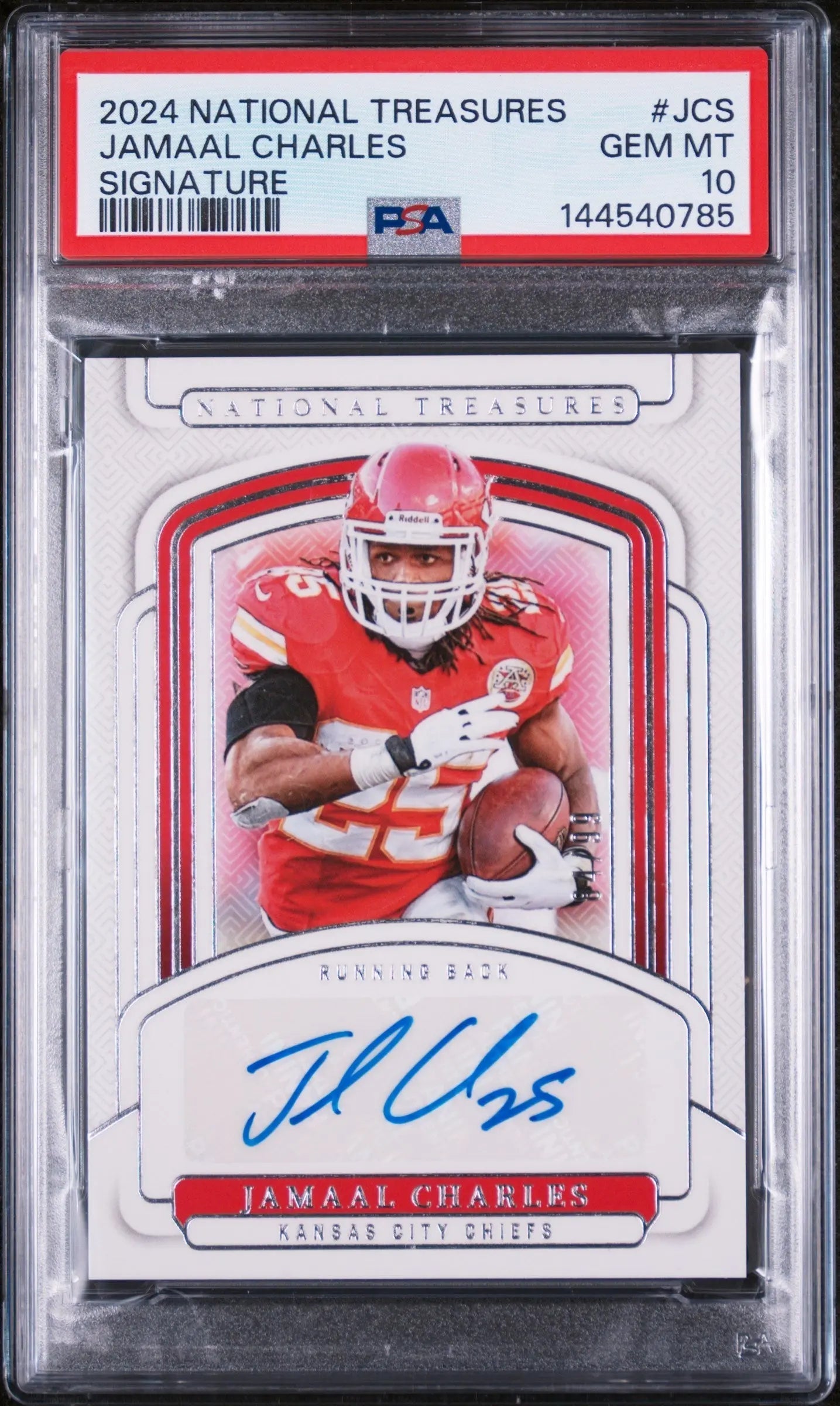 2024 Panini National Treasures Signatures Jamaal Charles #JCS /99 PSA 10
