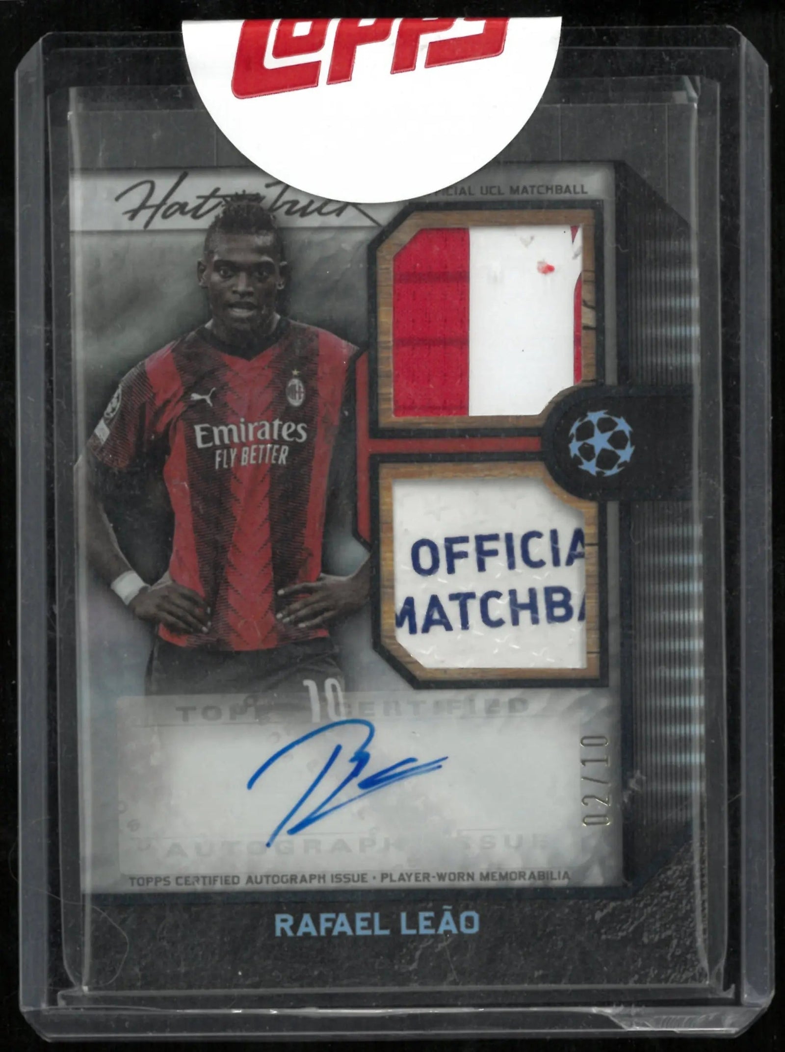 2024 Topps Museum Collection UCC Framed Hat-Trick Patch Auto Rafael Leao /10