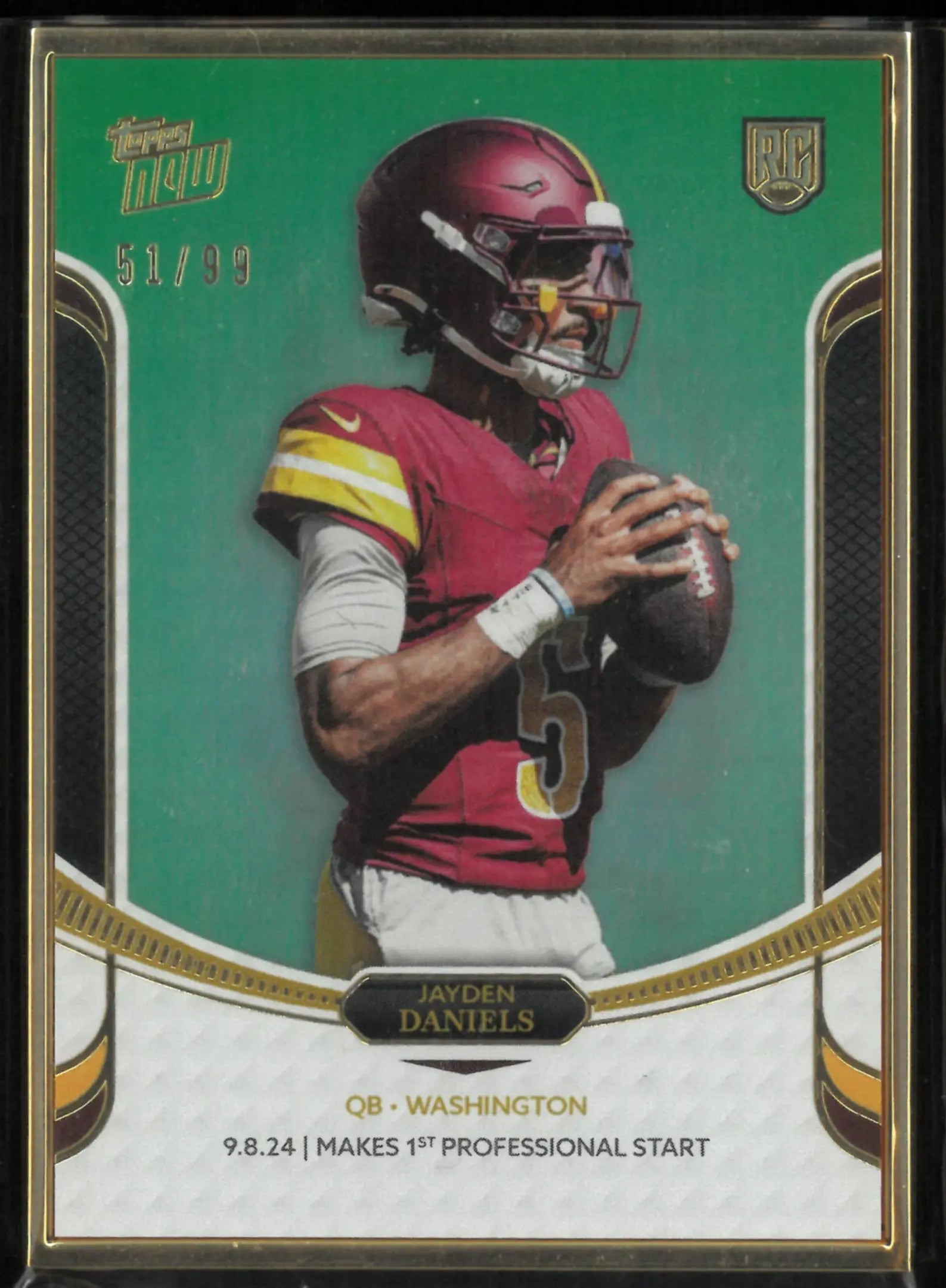 2024 Topps Now Rookie QB Jayden Daniels RC Gold Frame /99