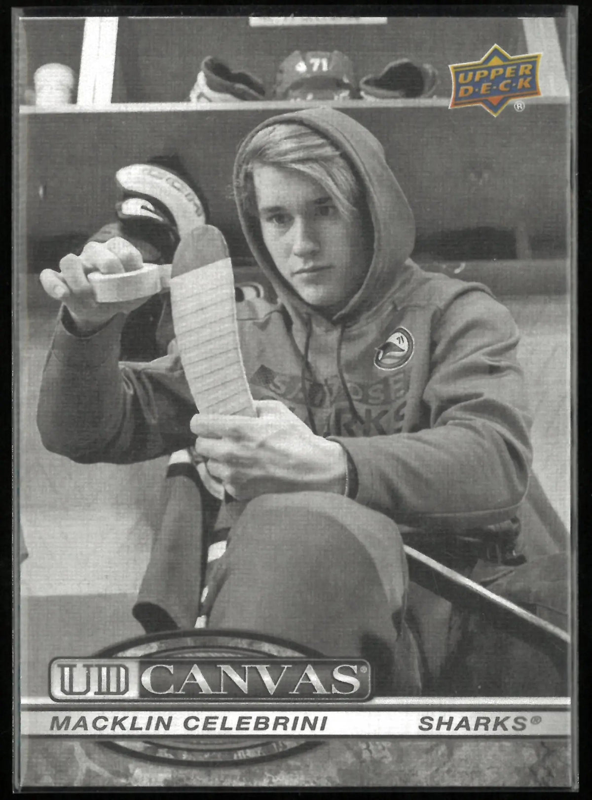 2025-26 Upper Deck Canvas Macklin Celebrini Black & White