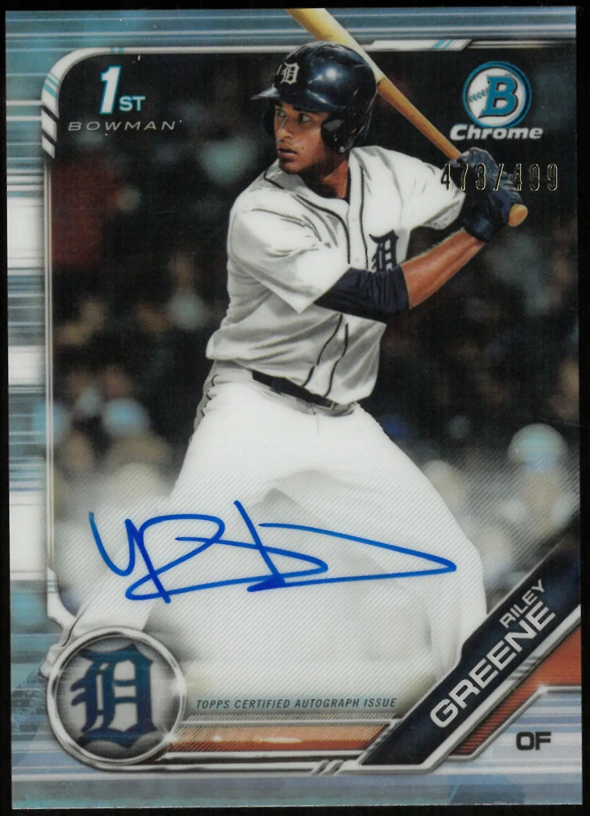 2025 Topps 1st Bowman Chrome Draft Auto Refractor Riley Greene /499