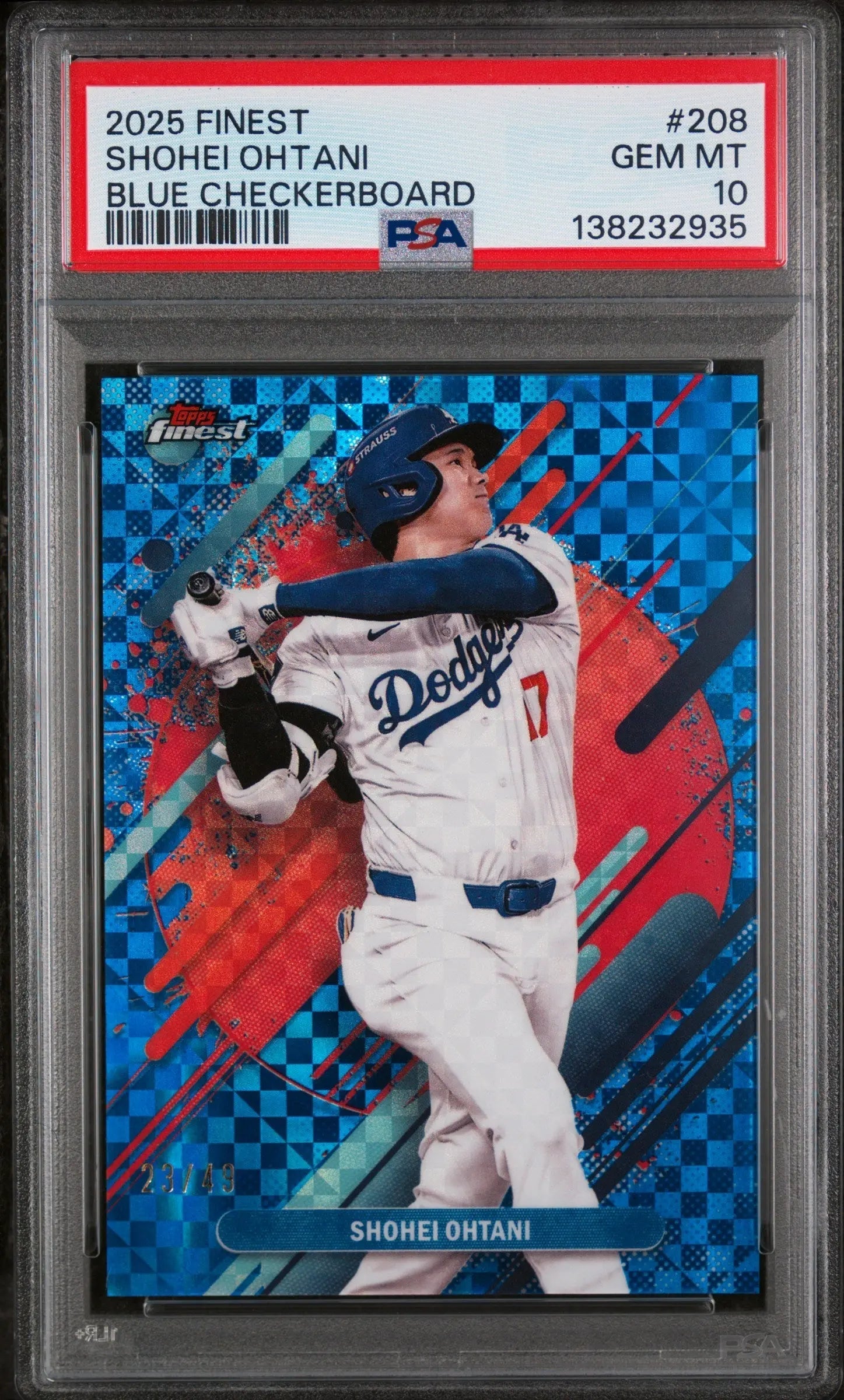 2025 Topps Finest Shohei Ohtani Blue Checkerboard /49 PSA 10