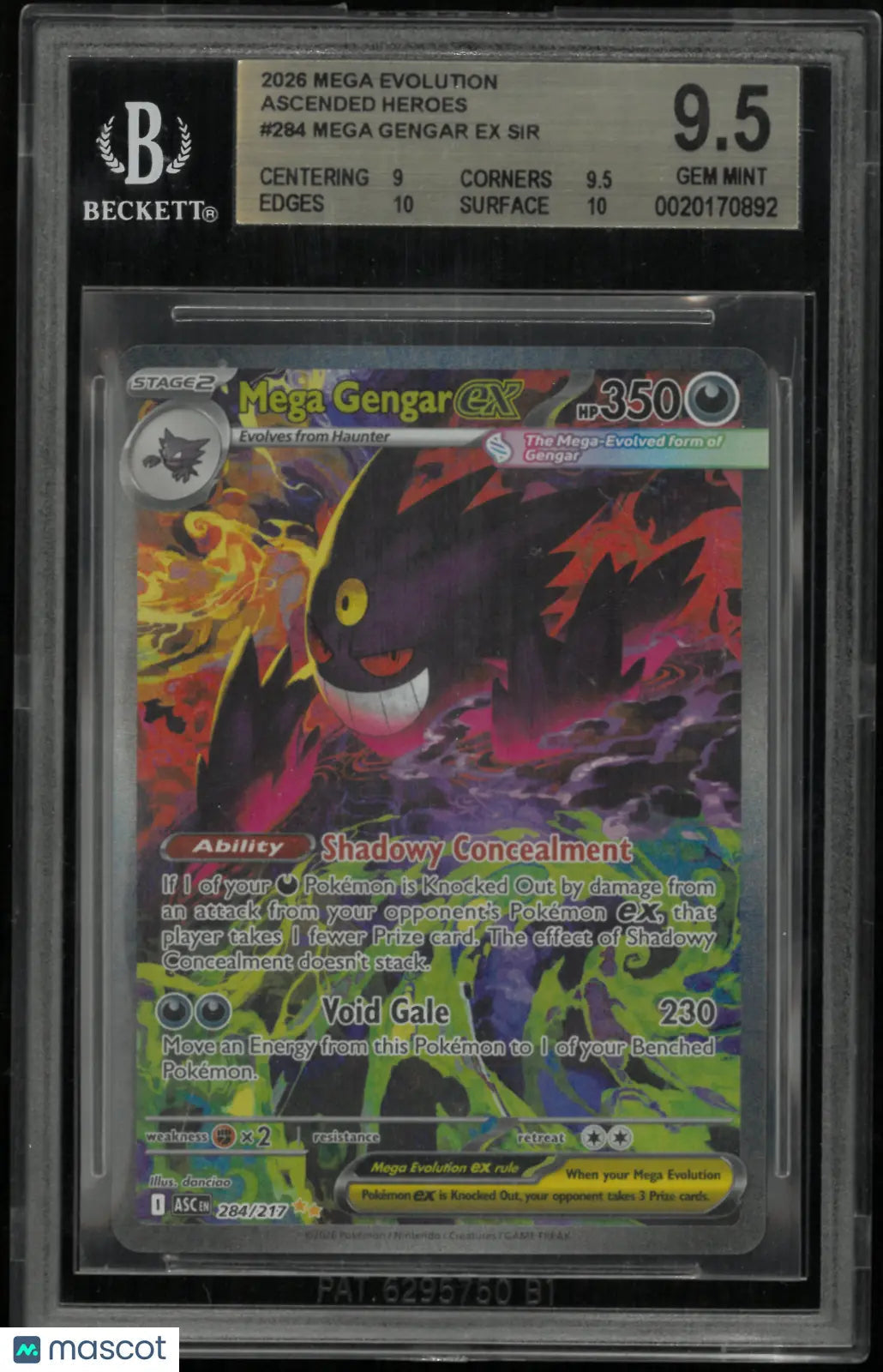 2026 Pokemon Mega Evolution Ascended Heroes Mega Gengar ex SIR 284/217 BGS 9.5