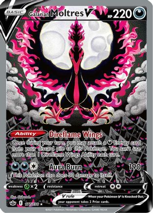 Galarian Moltres V (Alternate Full Art) (177/198) - SWSH06 Chilling Reign Holofoil