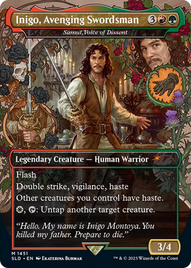 Samut, Voice of Dissent (SLD-1451) - Secret Lair Drop / Inigo, Avenging Swordsman (Borderless)