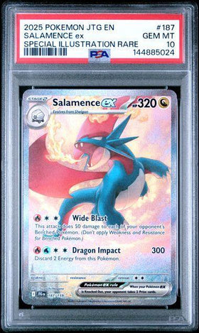 2025 POKEMON JTG EN-JOURNEY TOGETHER #187 SALAMENCE ex SPECIAL ILLUSTRATION RARE PSA 10