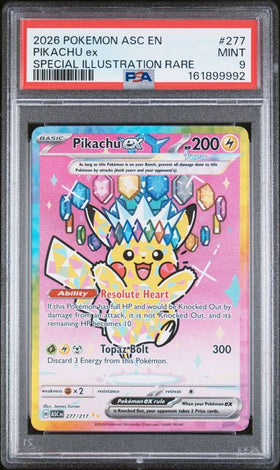 2026 POKEMON ASC EN-ASCENDED HEROES #277 PIKACHU ex SPECIAL ILLUSTRATION RARE PSA 9