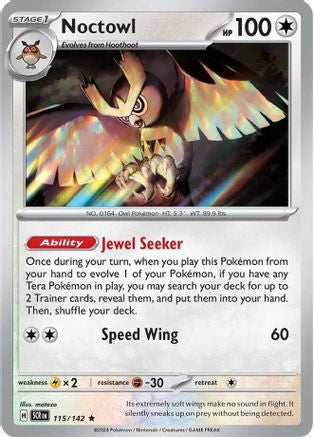 Noctowl 115 Sv07 Stellar Crown Reverse Holofoil