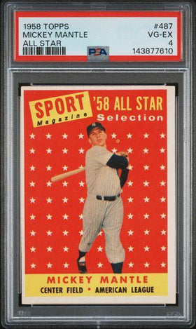 1958 TOPPS 487 MICKEY MANTLE ALL STAR PSA 4