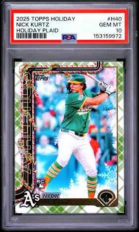 2025 Topps Holiday Nick Kurtz #H40 Holiday Plaid PSA 10