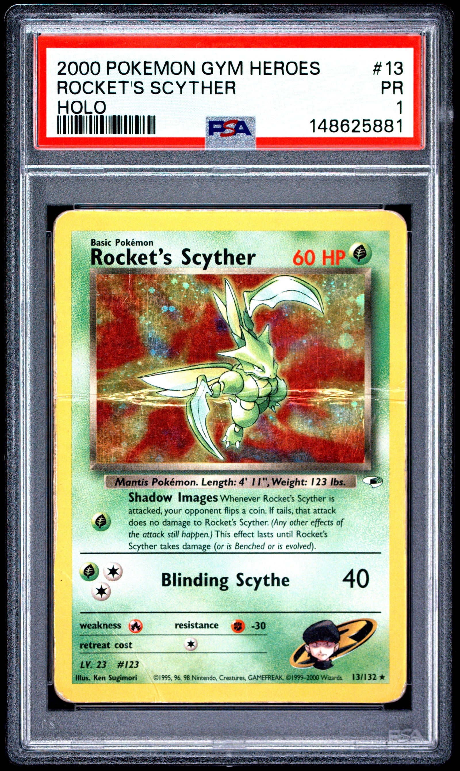 Rocket's Scyther Holo PSA 1 2000 Pokemon Gym Heroes #13 LOW POP