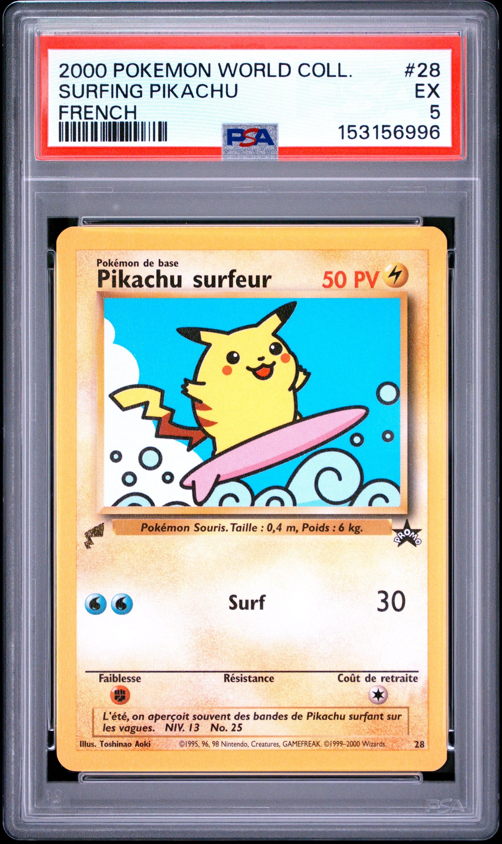 Surfing Pikachu French PSA 5 2000 Pokemon Pikachu World Collection #28