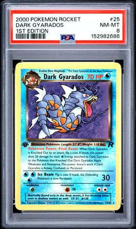 Dark Gyarados 1st Edition PSA 8 2000 Pokemon Team Rocket #25