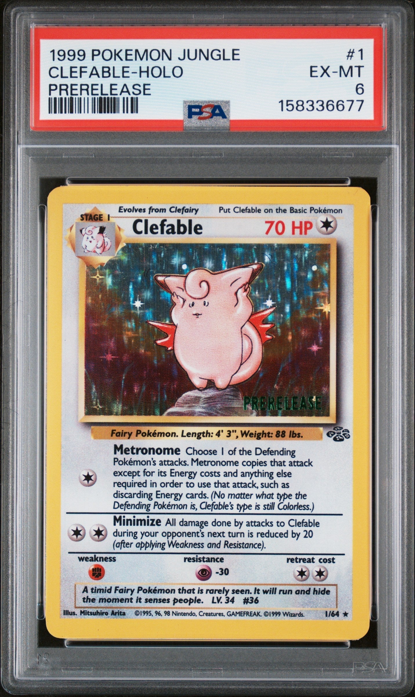 Clefable Holo Prerelease PSA 6 1999 Pokemon Jungle #1
