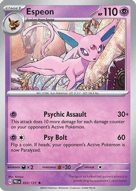 Espeon 33 Sv Prismatic Evolutions Holofoil