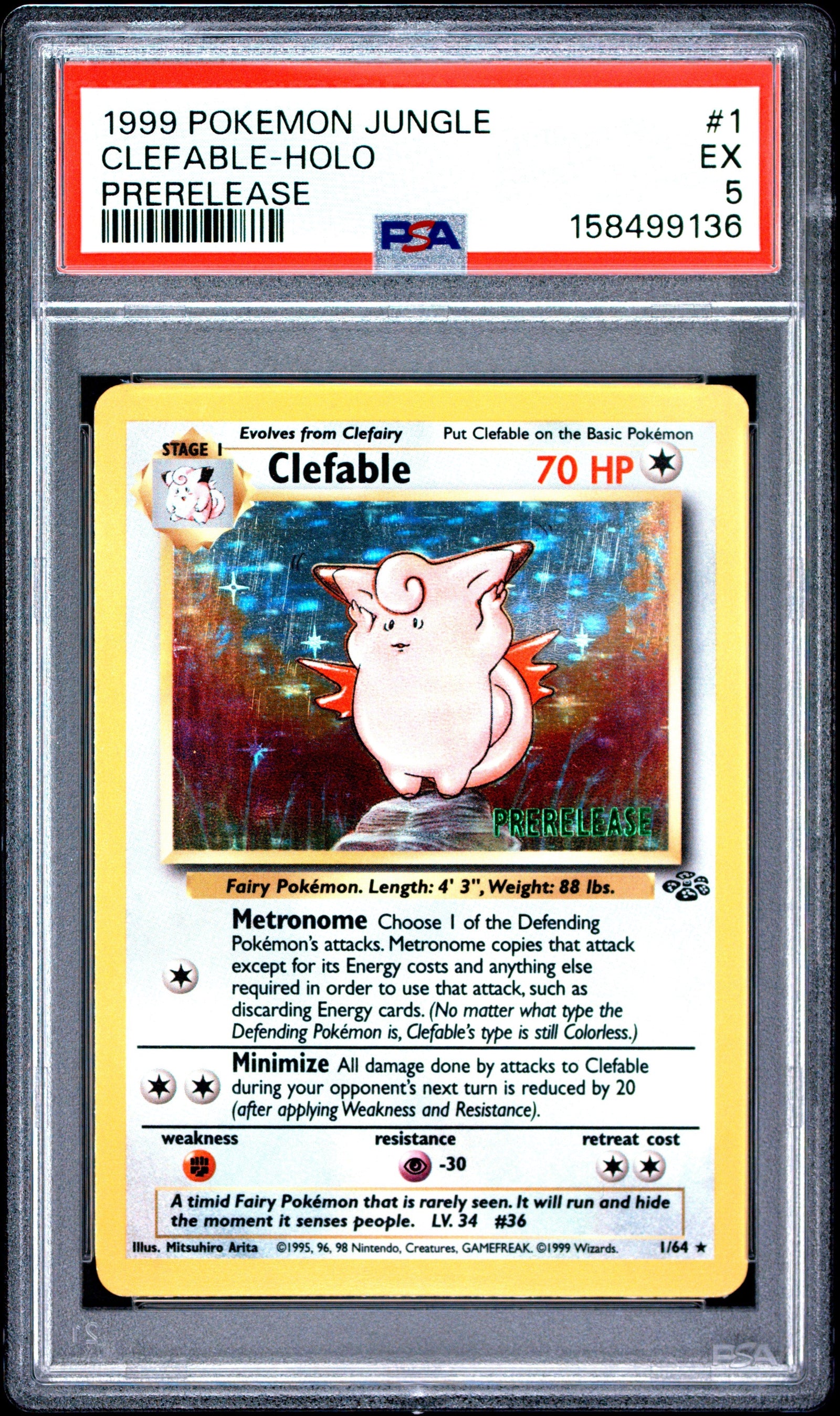 Clefable Holo Prerelease PSA 5 1999 Pokemon Jungle #1