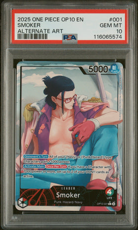 Smoker Alternate Art PSA 10 2025 One Piece Op10 Royal Blood #001