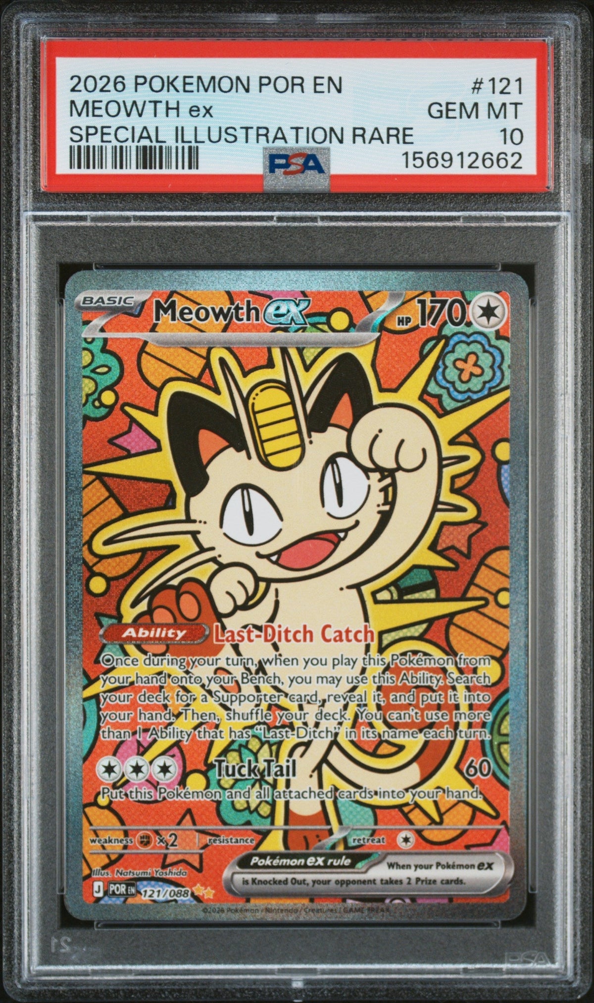 Meowth ex PSA 10 2026 Por En Perfect Order #121