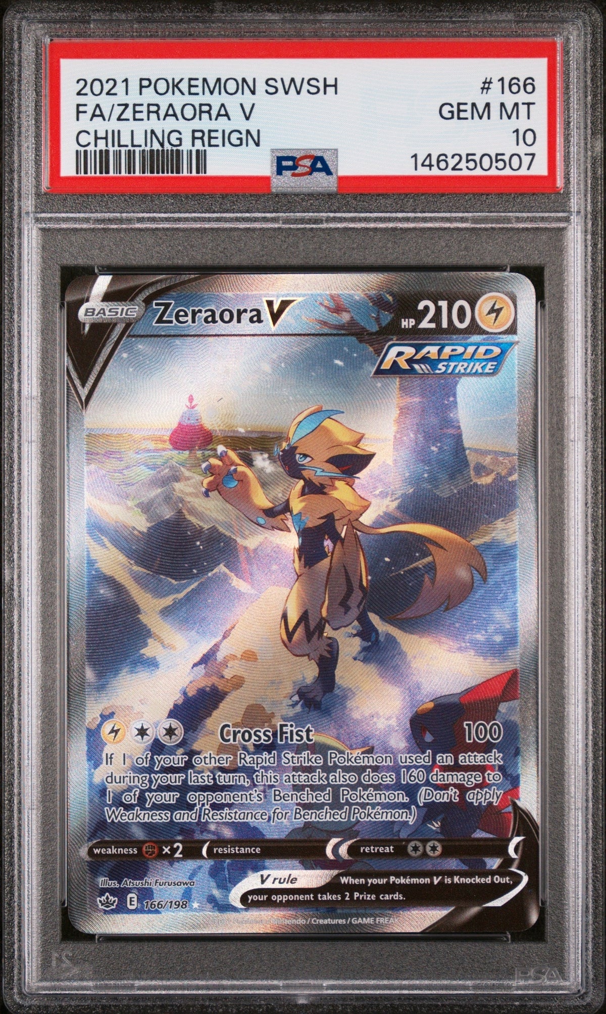 Zeraora V PSA 10 2021 Pokemon Sword & Shield Chilling Reign #166
