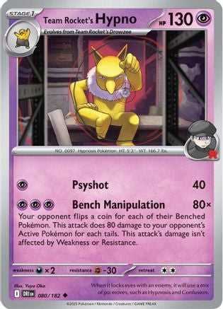 Team Rocket's Hypno 80 Sv10 Destined Rivals Reverse Holofoil