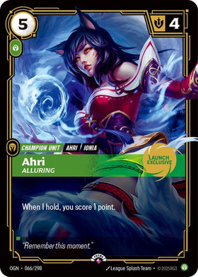 Riftbound Promotional Cards - Ahri - Alluring (Launch Exclusive) 066/298