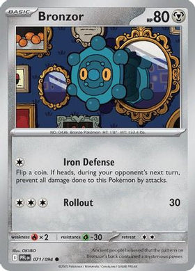 Bronzor 71 Me02 Phantasmal Flames Reverse Holofoil