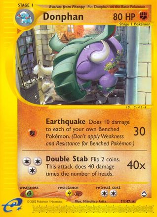 Donphan (7/147) - Aquapolis Reverse Holofoil