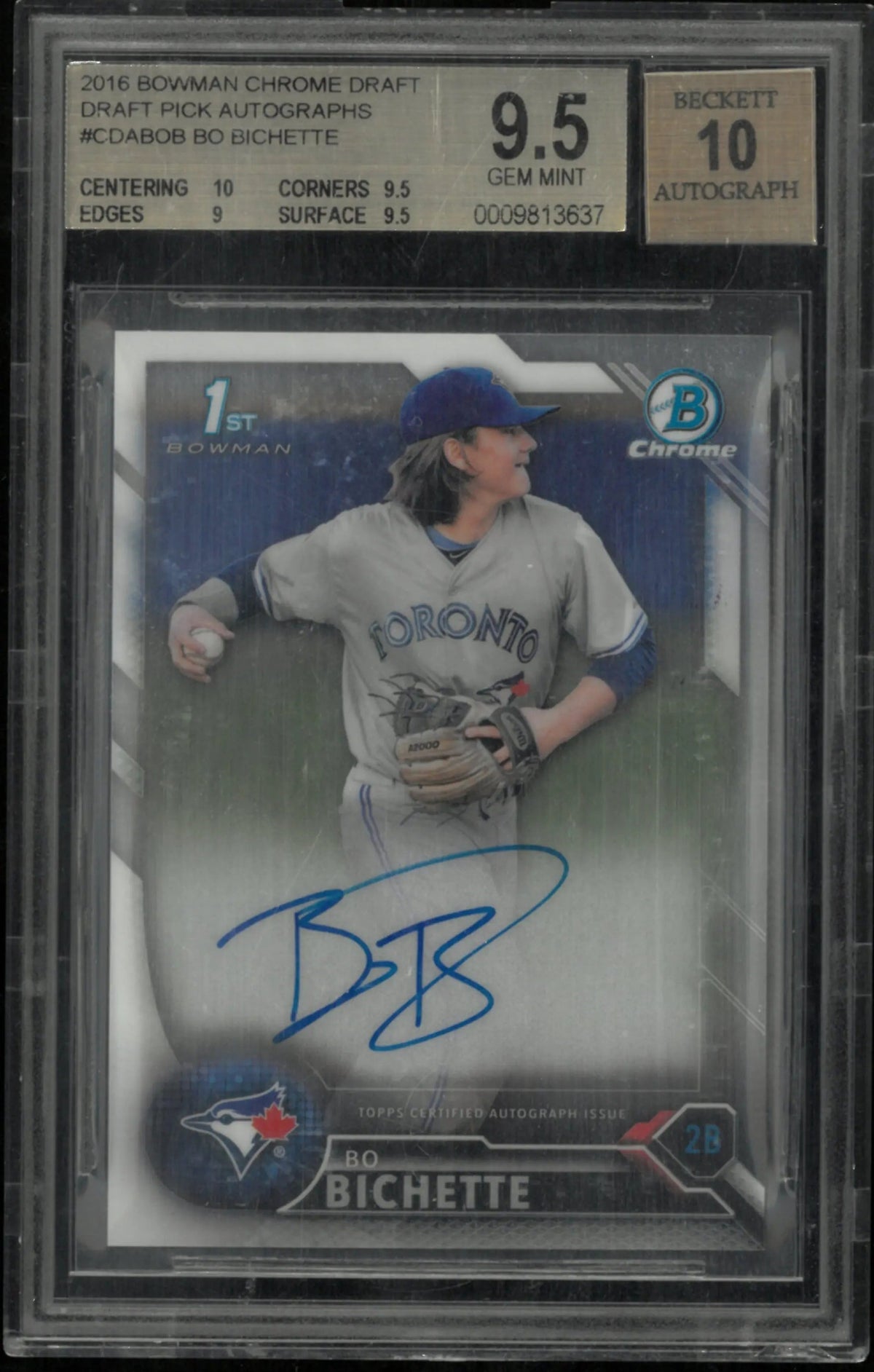 Bo Bichette 1st Auto RC BGS 9.5 Rookie 2016 Bowman Chrome Draft