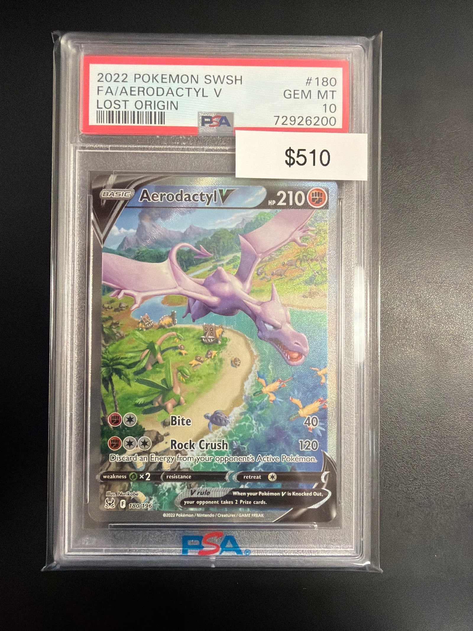 Pokemon Lost Orogin Aerodactyl V #180 PSA 10