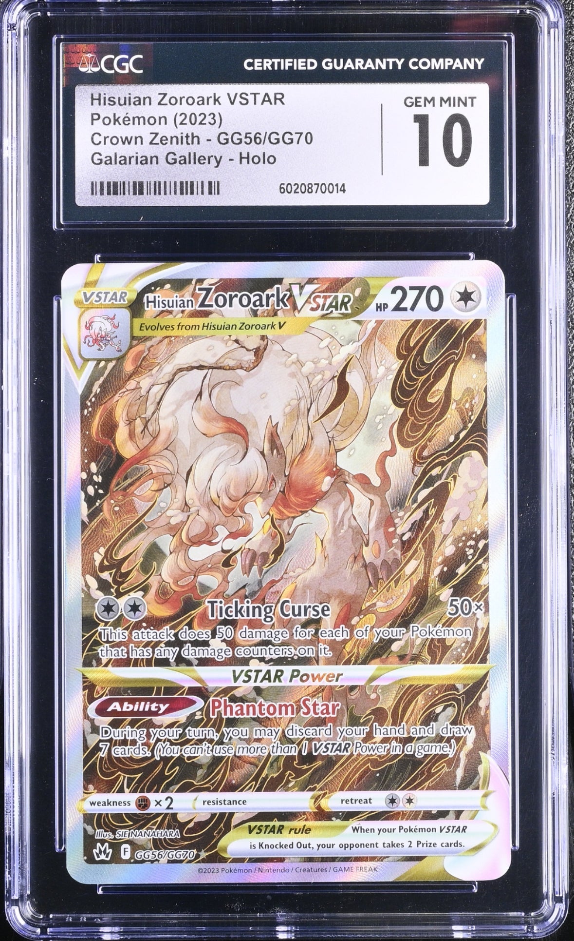 2023 Pokemon Hisuian Zoroark Vstar #GG56/GG70 CGC 10