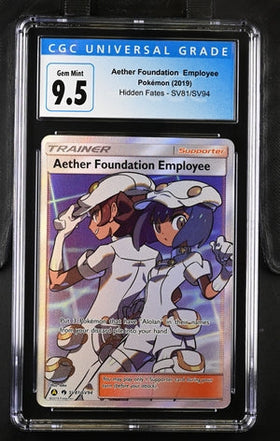 2019 POKEMON HIDDEN FATES AETHER FOUNDATION EMPLOYEE #SV81/SV94 CGC 9.5