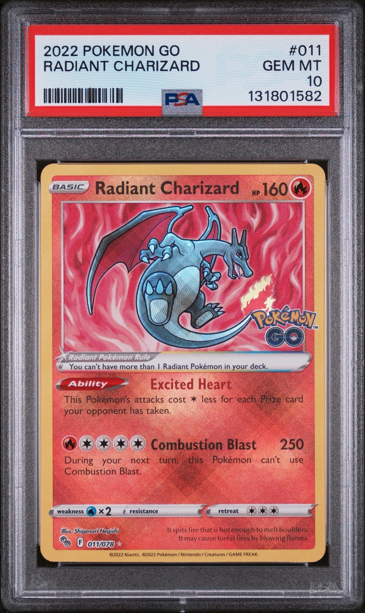 2022 POKEMON GO #011 RADIANT CHARIZARD PSA 10