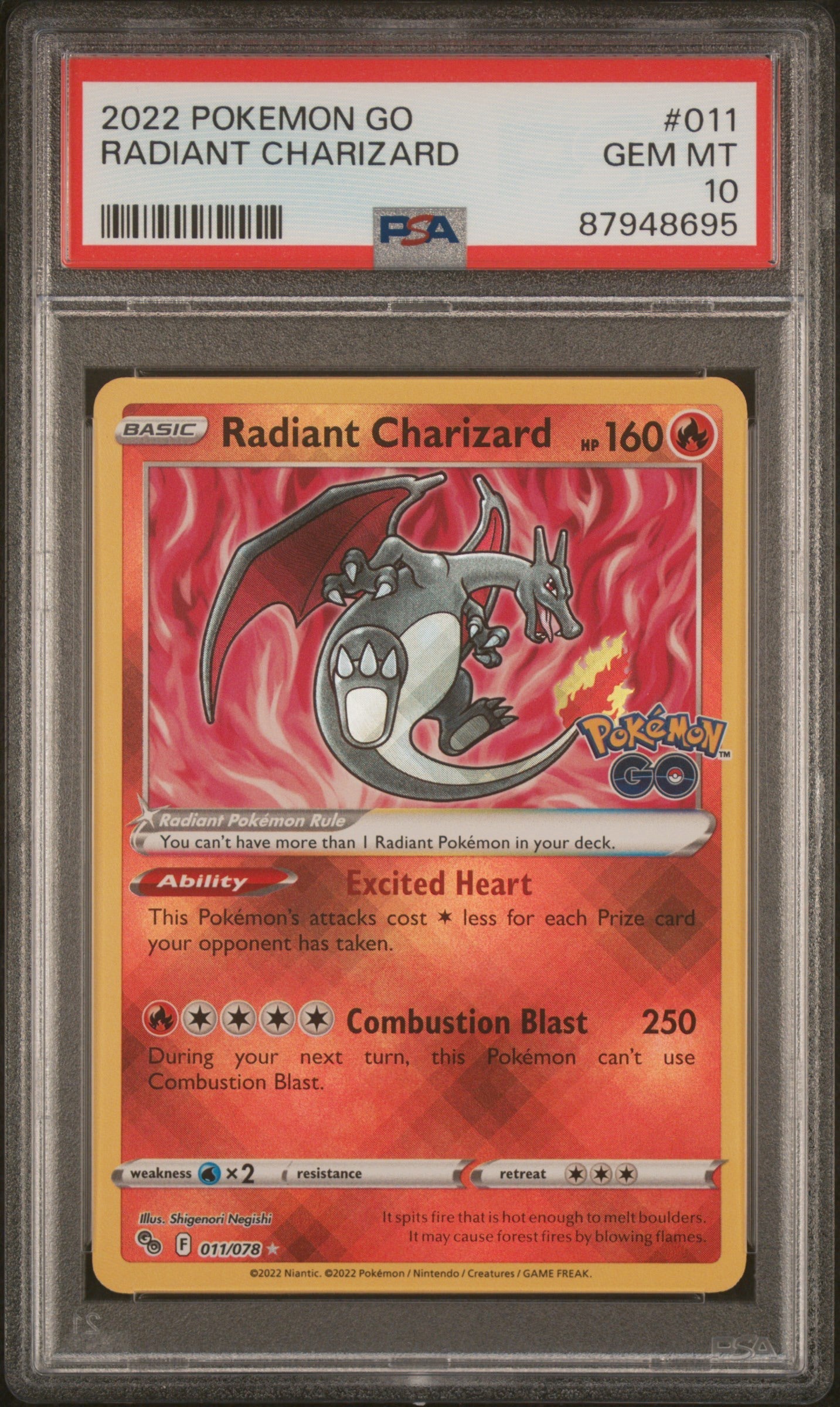 2022 POKEMON GO #011 RADIANT CHARIZARD PSA 10