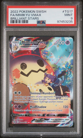 2022 POKEMON SWORD & SHIELD BRILLIANT STARSFA/MIMIKYU VMAX #TG17 PSA 9
