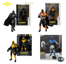 McFarlane Helldivers II Complete Set of 4 - #10 B-01 Tactical + CE-35 Trench Engineer + TR-40 Gold Eagle + TR-7 Ambassador CHASE (PRE-ORDER JULY 2026)