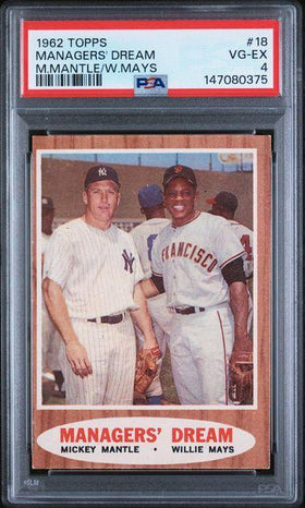 1962 TOPPS #18 MANAGERS' DREAM MICKEY MANTLE/WILLIE MAYS PSA 4