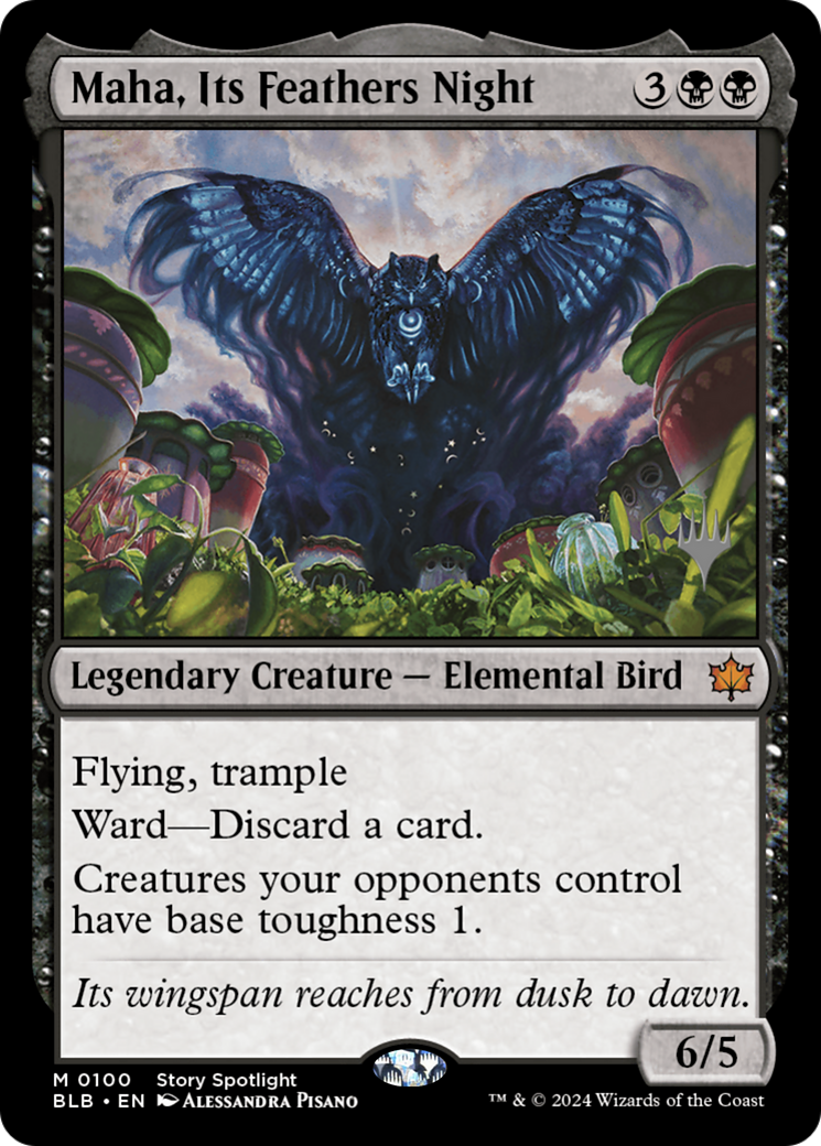 Maha, Its Feathers Night (PPBLB-100P) - Bloomburrow Promos Foil