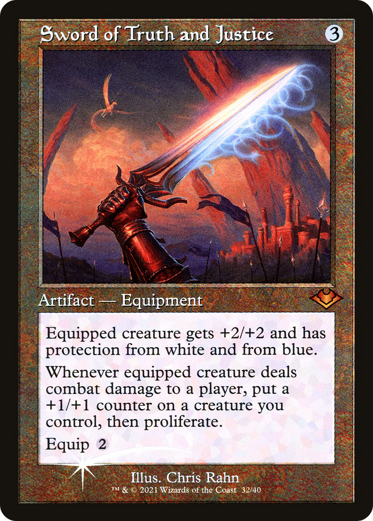 Sword of Truth and Justice (MH1-032) - Modern Horizons 1 Timeshifts Etched Foil
