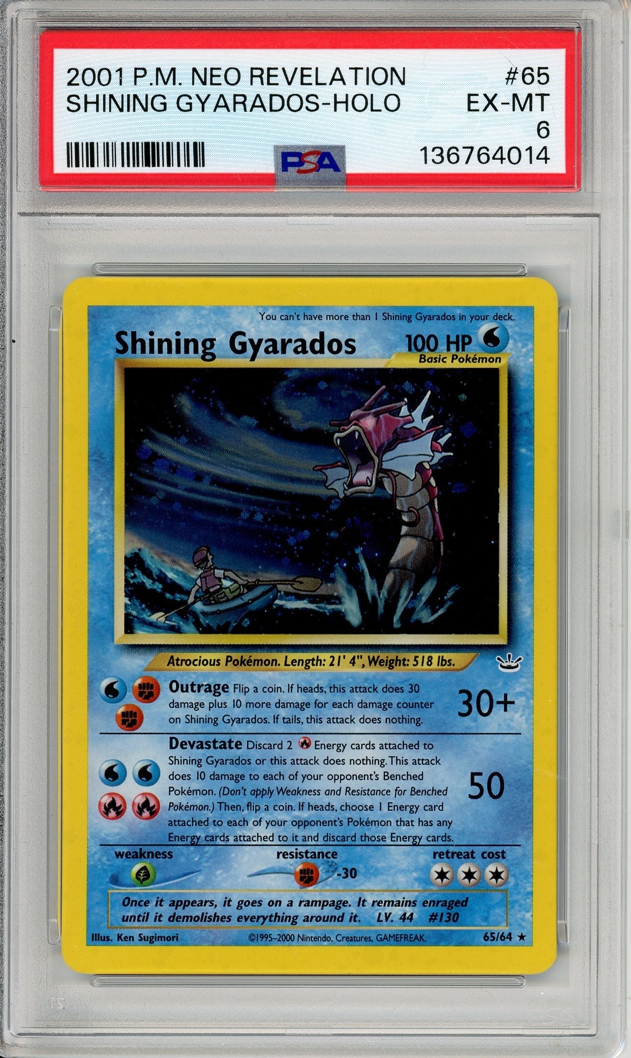 Pokemon Graded: Shining Gyarados 65/64 Neo Revelation (2001) Holo PSA 6