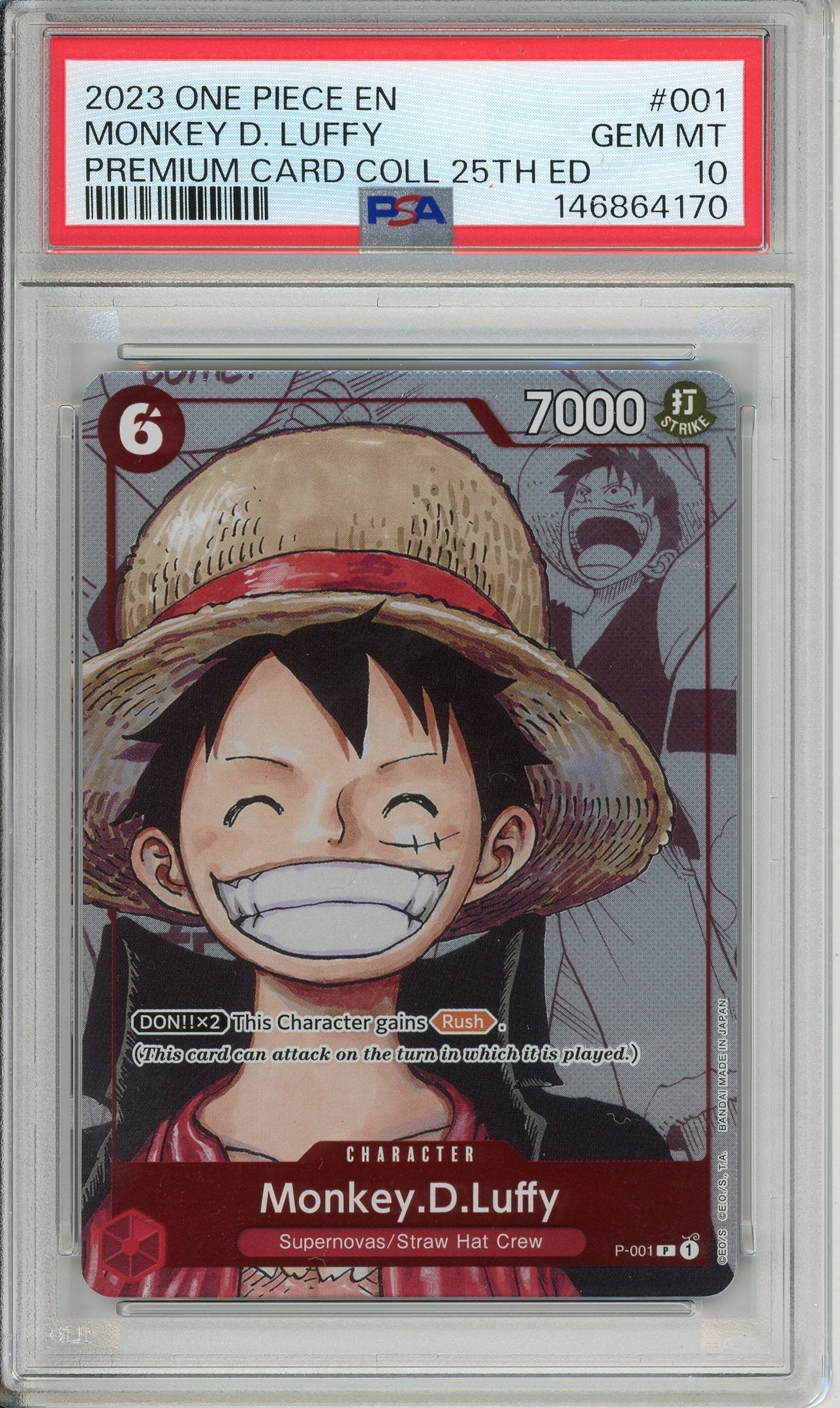One Piece Graded: Monkey D. Luffy P-001 Premium Card Collection 25th Edition PSA 10