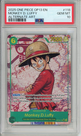 One Piece Graded: Monkey D. Luffy OP13-118 Alternate Art (2025) PSA 10