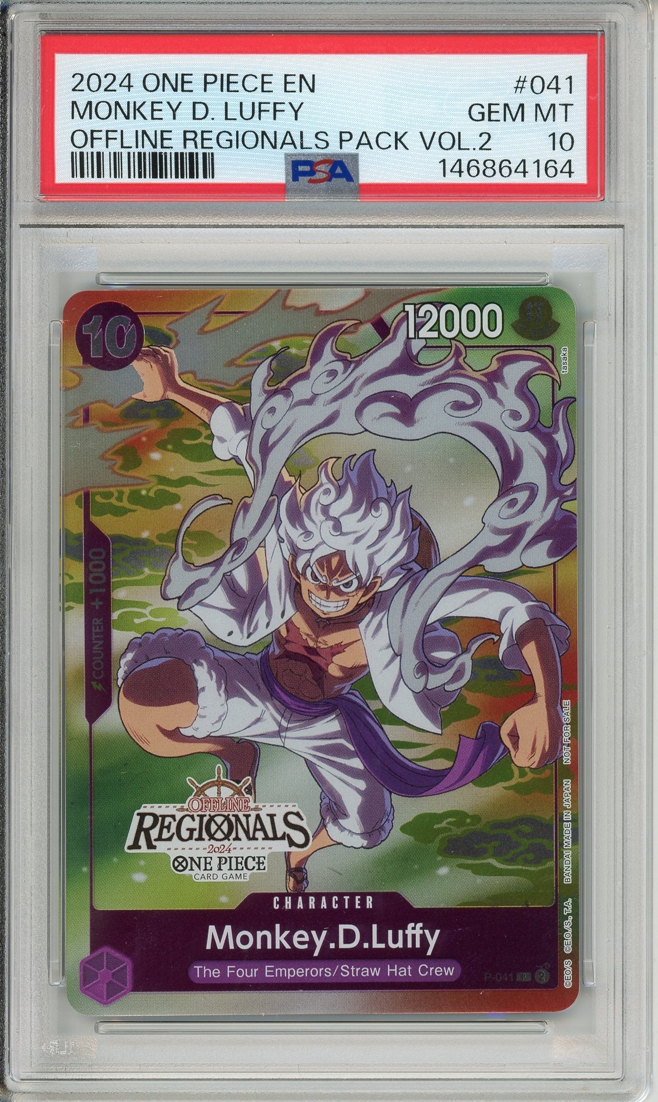 One Piece Graded: Monkey D. Luffy P-041 Offline Regionals Pack Vol.2 (2024) PSA 10