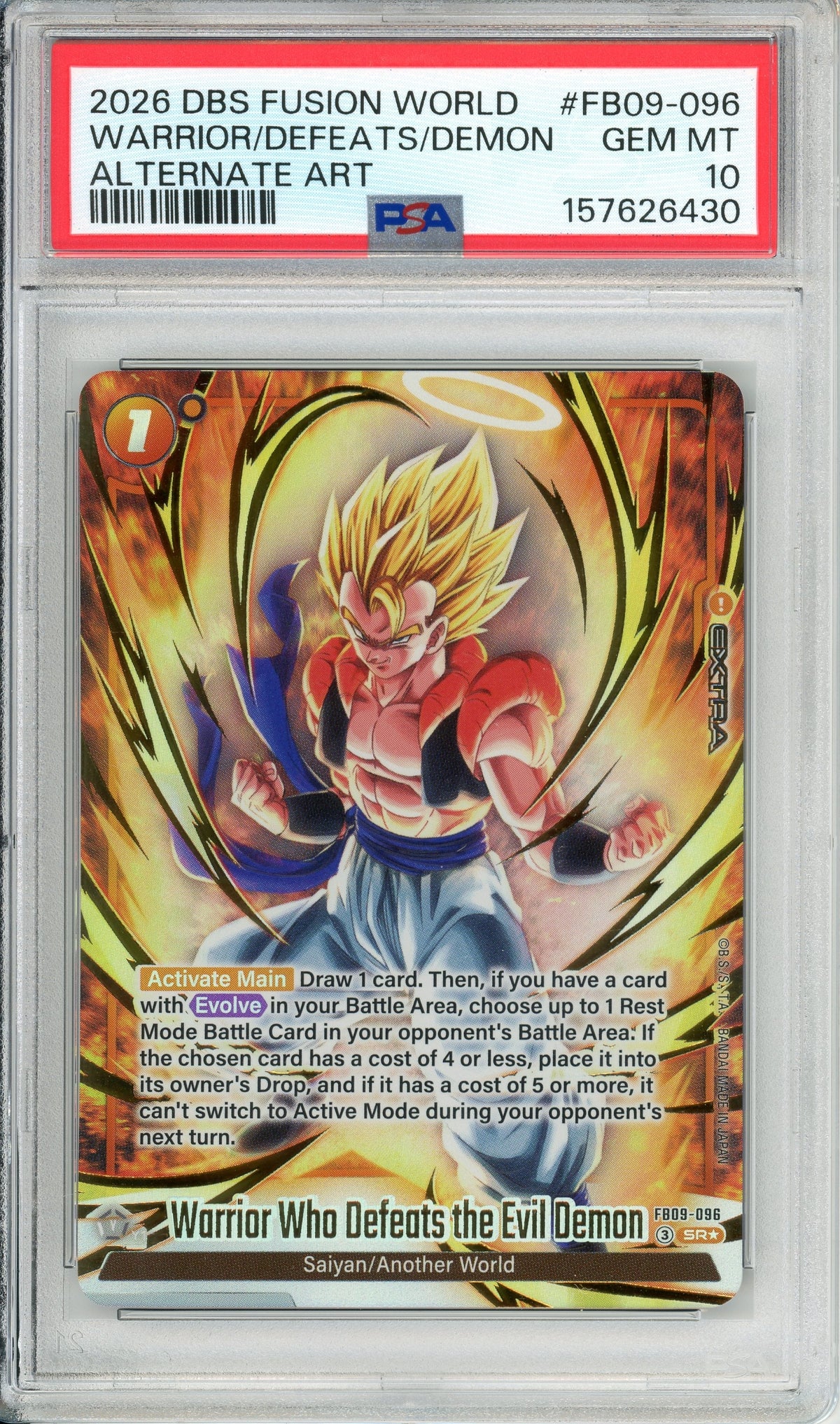 Dragon Ball Graded: Warrior Who Defeats the Evil Demon FB09-096 Alt Art PSA 10